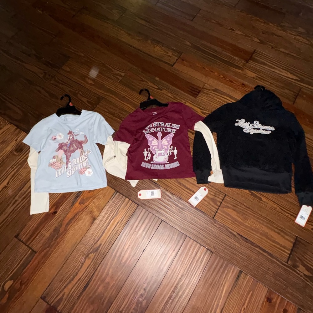 Levi's Kids Graphic Tees and Hoodie Set - Light Blue, Maroon, Black